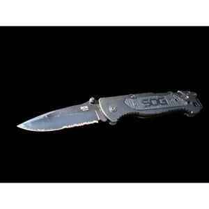 SOG Escape 8Cr13MoV Aluminum Glass Breaker Strap Cutter Folding Knife